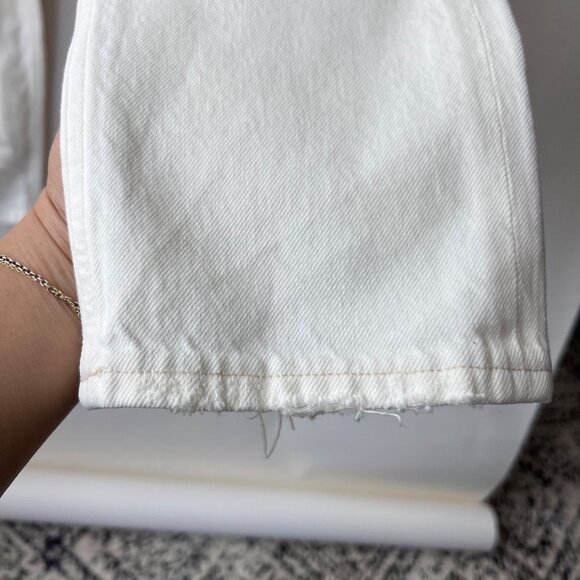 Agolde Riley Cropped Straight-Leg distressed Jeans, white, size 24 - Picture 8 of 11